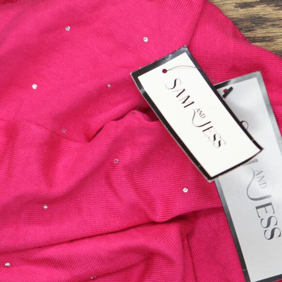 NWT Sam & Jess Short-Sleeve Embellished Sweater TA93148768AS Electric Pink M - Picture 7 of 9